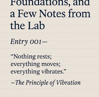 Blog title graphic reading "Frequencies, Foundations, and a few Notes from the lab" on a lined parchment background