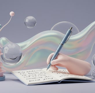 a person writing a book with a pen and a pen