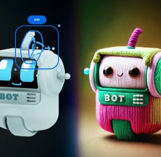 a robot toy with a robot toy next to a robot