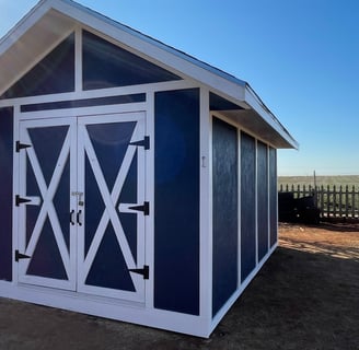 Custom built shed with double doors