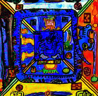 Chaac, pintura en acuarela de Balam Mendoza