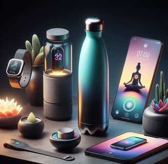 An image of various health and wellness gadgets