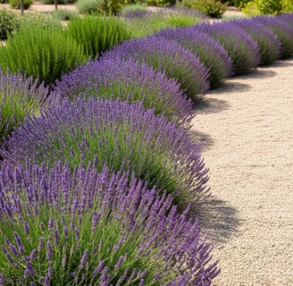 lavanda remarcando el camino de jardín pozuelo