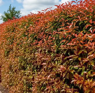 Seto formado con photinia Vulcano en Majadahonda