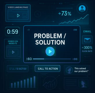 Short-form B2B video series displayed on a landing page with high engagement metrics.