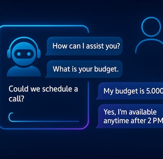 AI chatbot interacting with website visitors and analyzing data for lead qualification.
