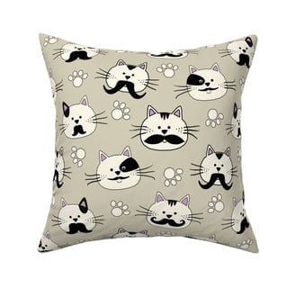 fabric for cat toys with cats, mustaches and paws large scale