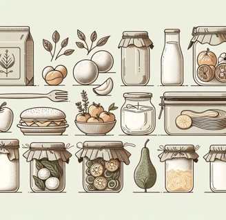 a variety of jars with food items in them, congelación y refrigeración de alimentos