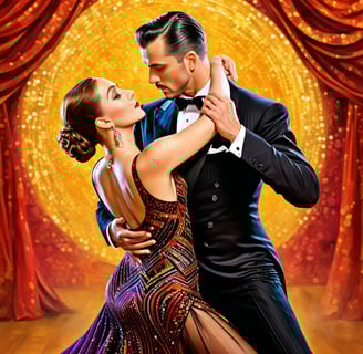 a man and woman dancing in a ballroom