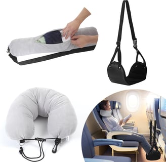 2-in-1 travel neck pillow and footrest