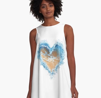 Heart-Shaped Wave Embracing Sandy Shore