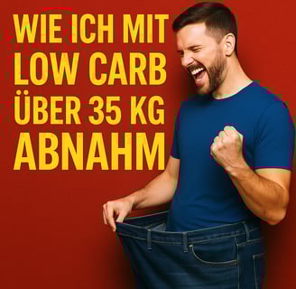 Erfolgreich abnehmen mit Low Carb – Mann zeigt stolz 35 kg Gewichtsverlust mit starker Botschaft im