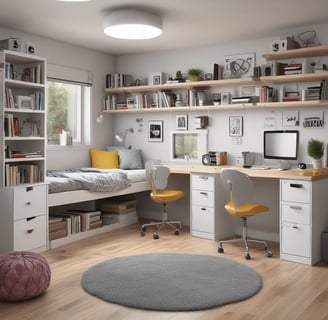 A section of a wall is being painted. The surface appears partially covered with paint, and various painting supplies are present, including a large paint bucket and a brush. The ground is protected with plastic sheets, and there is a close-up of paint on a tool in the foreground.