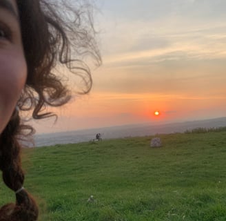 sunset in field in brighton, england