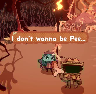 A whimsical hand-drawn scene from *Great God Grove*, featuring quirky characters in a surreal forest