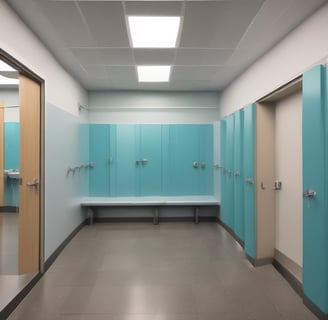 A bathroom stall features a toilet with a white seat, upon which a large red heart is spray-painted. The background shows walls covered with various pieces of graffiti in different colors and styles.