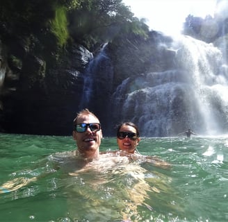 Taking a dip at the lower falls