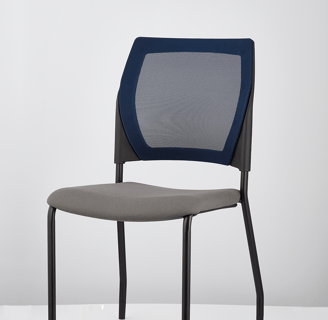 V137 chair in grey-blue color scheme, slightly angled side view