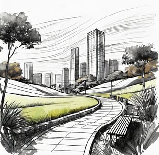 a sketch of a park bench with a bench and a bench with a bench and