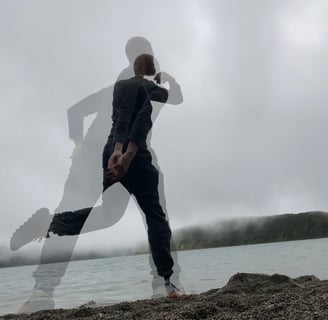 A dancer with traces, showing imagined lines.
