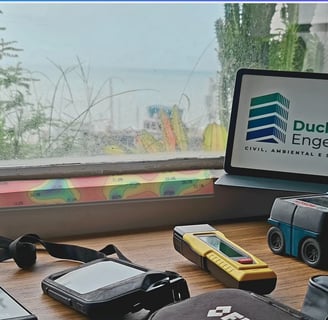 Equipamentos de diagnóstico técnico da Duclerc Engenharia utilizados em vistorias, inspeções e períc