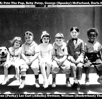 An Our Gang / Little Rascals publicity still including Spanky, Darla, Alfalfa, Buckwheat and others.