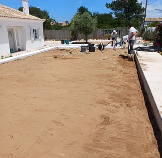 people working on a garden