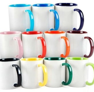 Caneca de cerâmica alça colorida