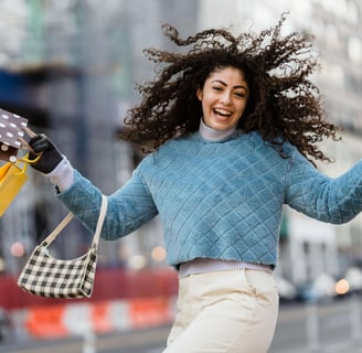 happy girl shopping