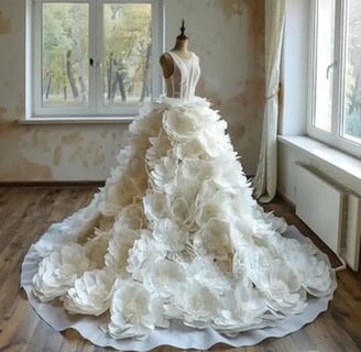 robe mariee floraux sur un mannequin