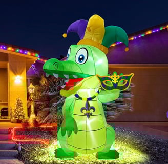 Inflatable Mardi Gras gator