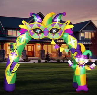 Inflatable outdoor Mardi Gras arch