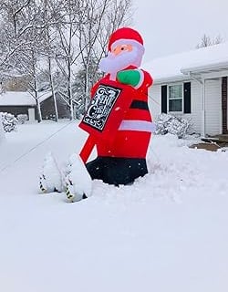 inflatable Santa in snow