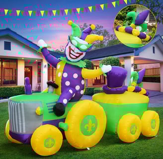 Inflatable Jester on tractor