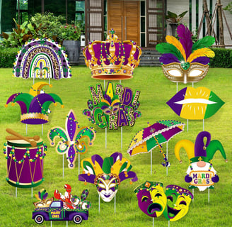 Mardi Gras yard signs
