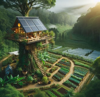 solar treehouse permaculture local agriculture utopia green revolution