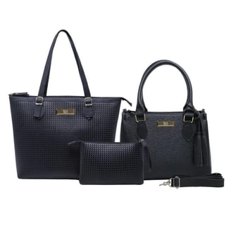 Kit Bolsa Grande + Baú + Carteira Feminina Linda Willibags - Preto