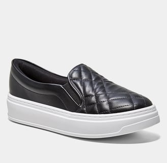 Slip On Beira Rio Casual Matelassê Feminino - Preto+Branco