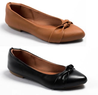 Kit 2 Pares Sapatilha Feminina Bico Fino Confort Social Moda - Preto+Caramelo