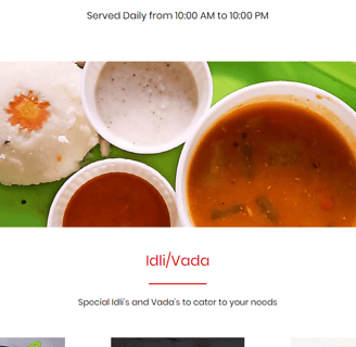 Id;i/Vada Menu on Website