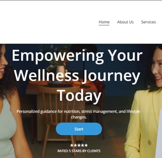 Welcome Page for Wellness Site