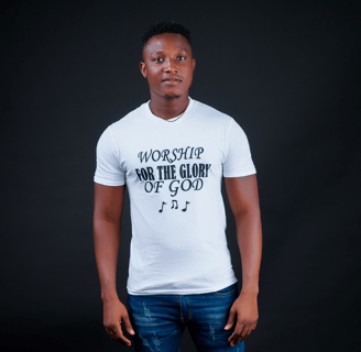 "Worship for the glory of God" black text on white Christian T-shirt