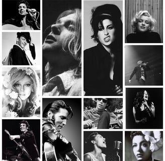 most influential artists in music, like elvis presley, kurt cobain, leonard cohen, eminem, sinatra,