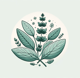 a plant with leaves and flowers on a white background