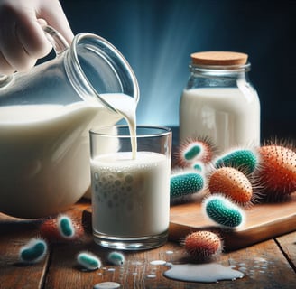 Raw milk contaminated with bacteria