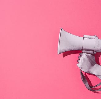 a person holding a megaphone in their hand