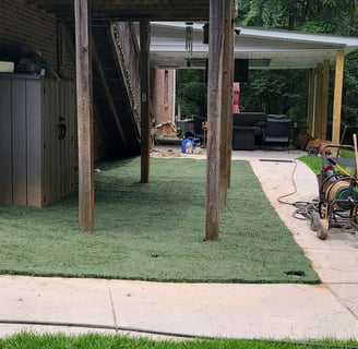 Turf installation with recycled turf