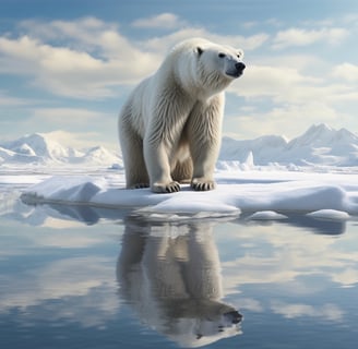 A polar bear standing on top of a snow covered iceberg