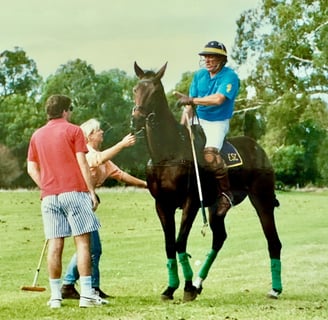 Ernie Cooley's groom ready for the pony changeover, by Peter Pickering