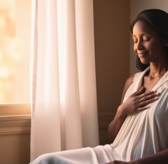 a woman in a white dress sitting on a bed